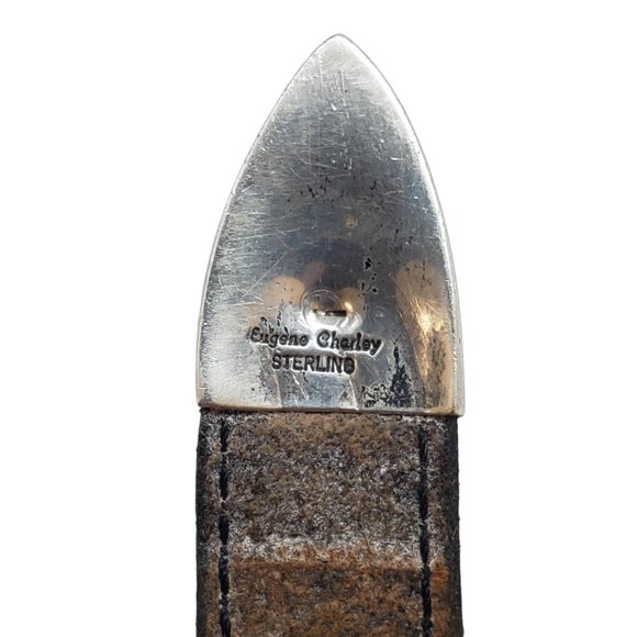 Vtg EUGENE CHARLEY Navajo Sterling Silver Ranger Belt Buckle Western Handmade - Picture 3 of 6